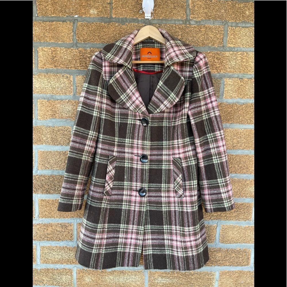 Patrizia Luca Plaid Wool Blend Coat Small - Picture 1 of 10